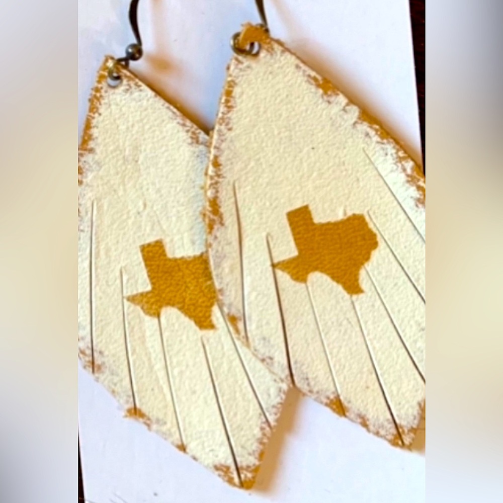 Lonestar State Texas Leather Earrings